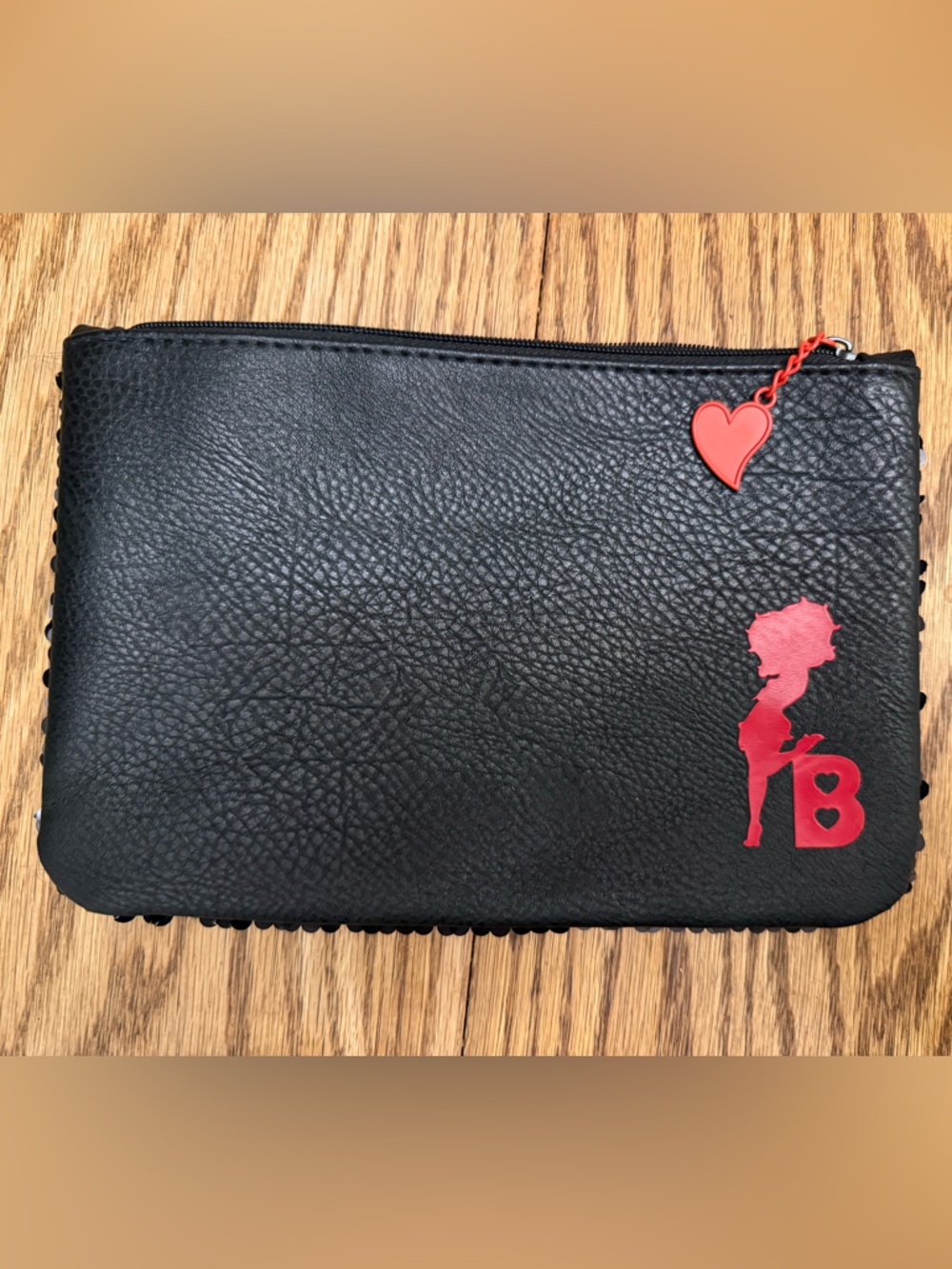 Betty Boop x Ipsy Black Zip Pouch with Sequin Back